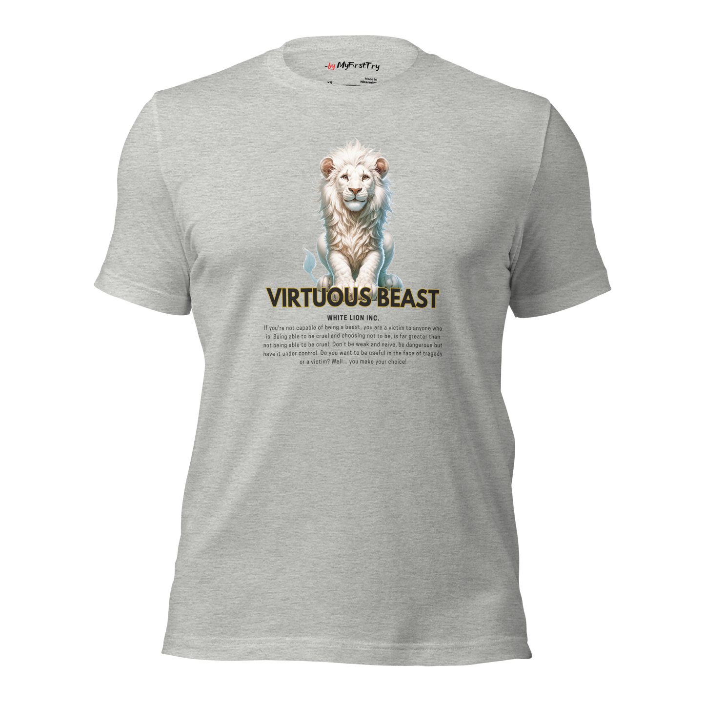 Unisex Gym T-Shirt | White Lion - Virtuous Beast