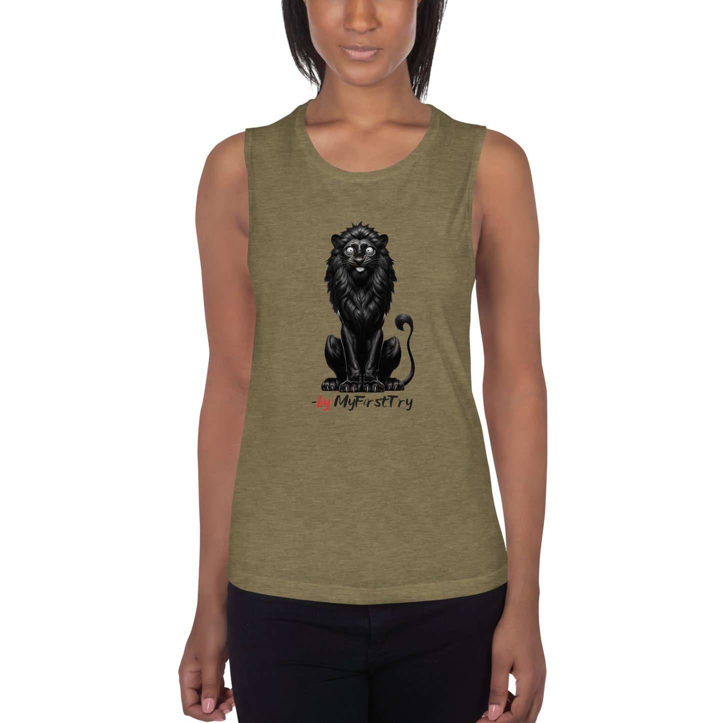 Ladies’ Muscle Tank | -by MyFirstTry | Black Lion