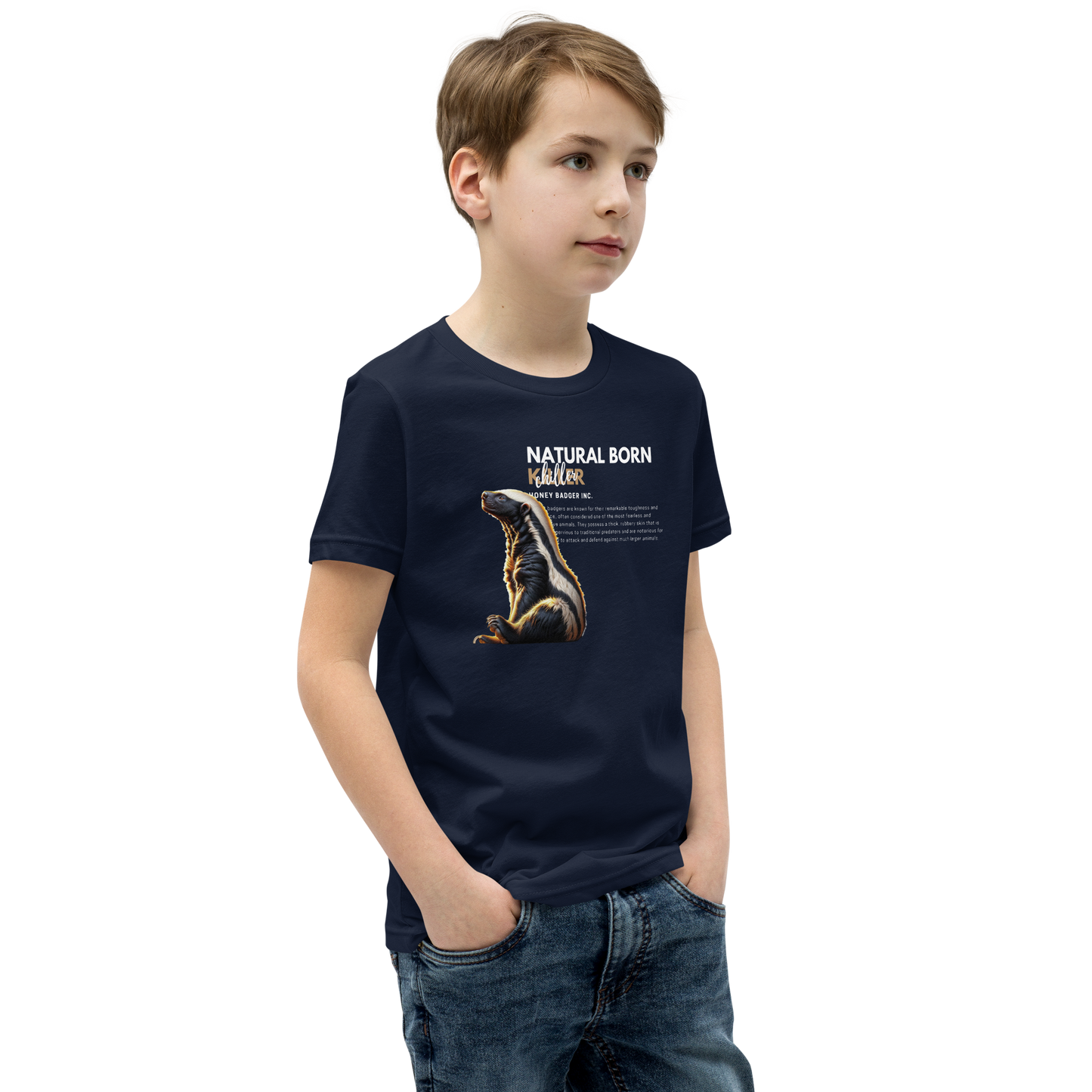 Youth Short Sleeve T-Shirt | Honey Badger - Natural Born Chiller