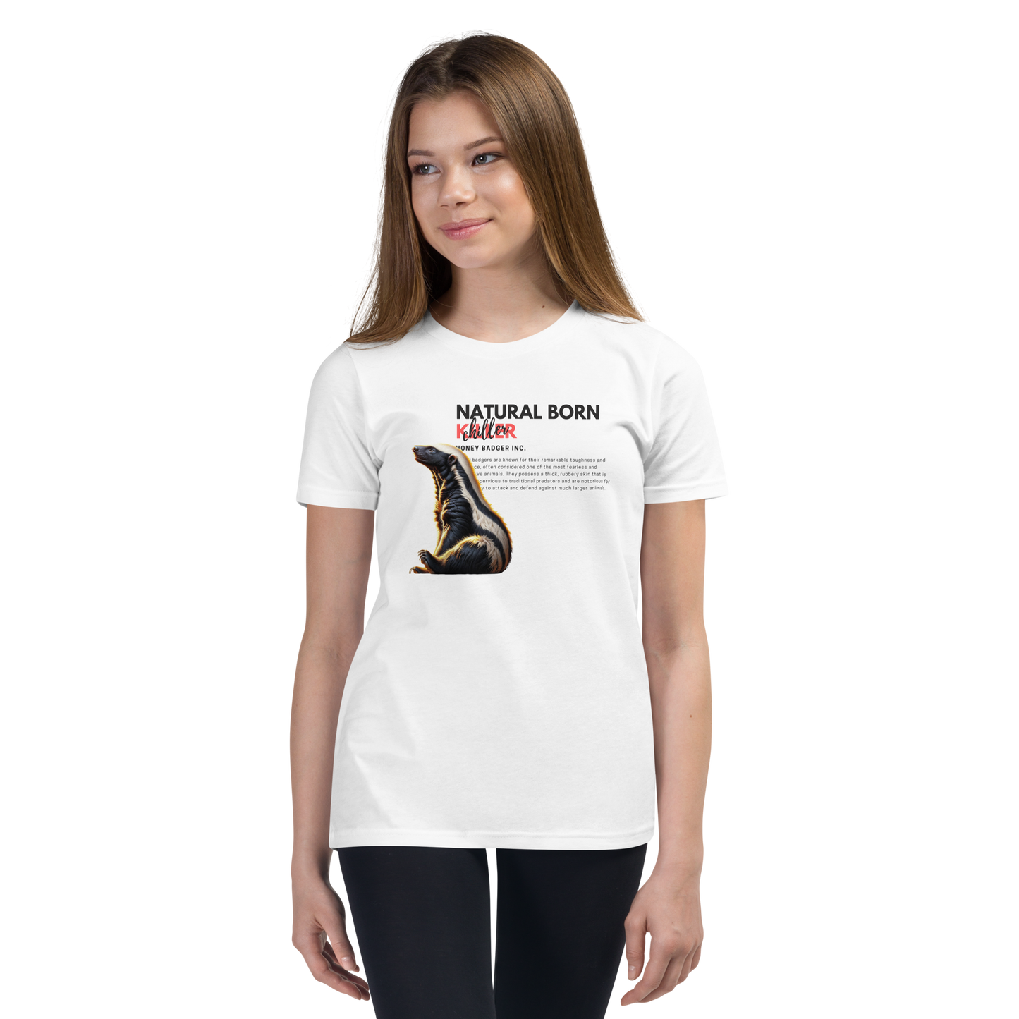 Youth Short Sleeve T-Shirt | Honey Badger - Natural Born Chiller